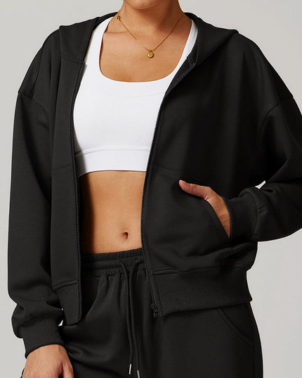 ZASUWA Female Pocket Zipper Casual Hoodie