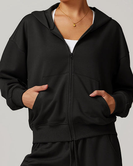 ZASUWA Female Pocket Zipper Casual Hoodie