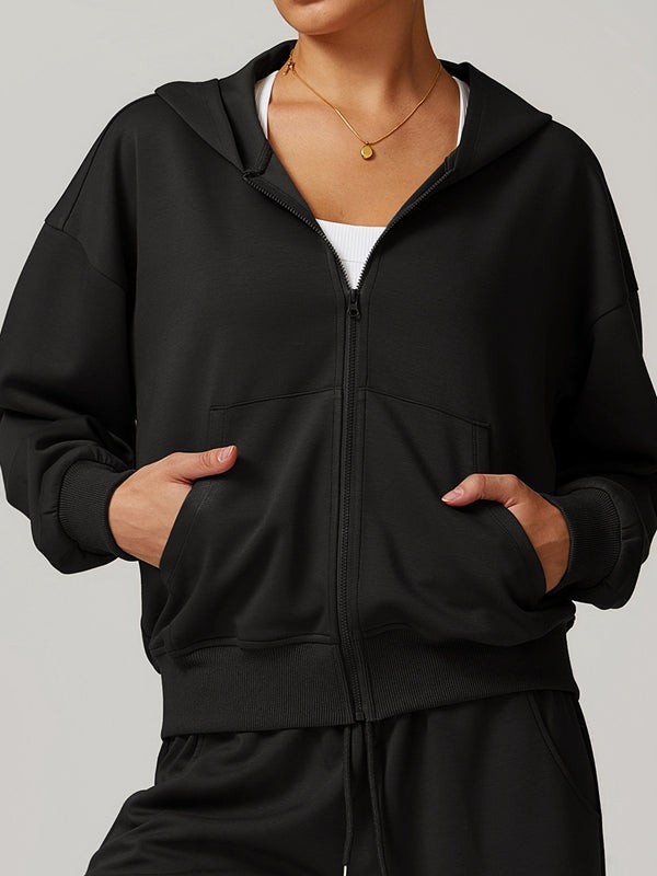 ZASUWA Female Pocket Zipper Casual Hoodie