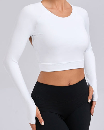 ZASUWA Female Sexy Cutout U Collar Thumbhole Long Sleeves