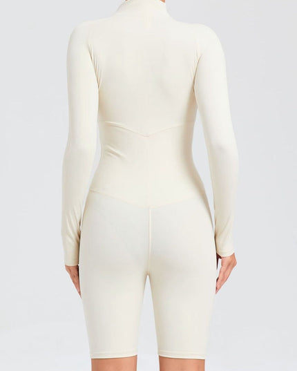 ZASUWA Female Zipper Stand Collar Long-Sleeved Romper