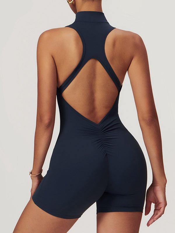 ZASUWA Female Zipper Backless Scrunch Bum Romper