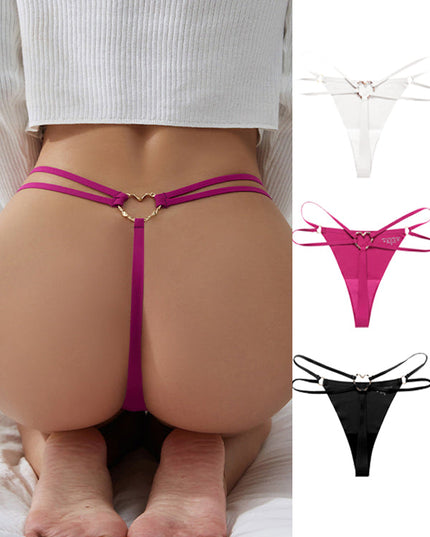ZASUWA Female Back Heart Shape Crystal Hollow Out T-back Panties