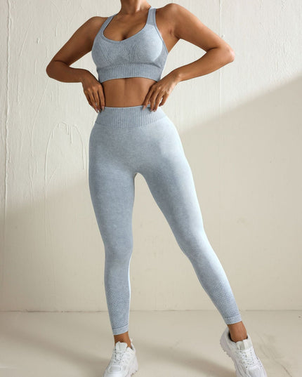 ZASUWA Female Denim Hollow Out V-shaped Waist Elastic Tight Quick-dry Tracksuit