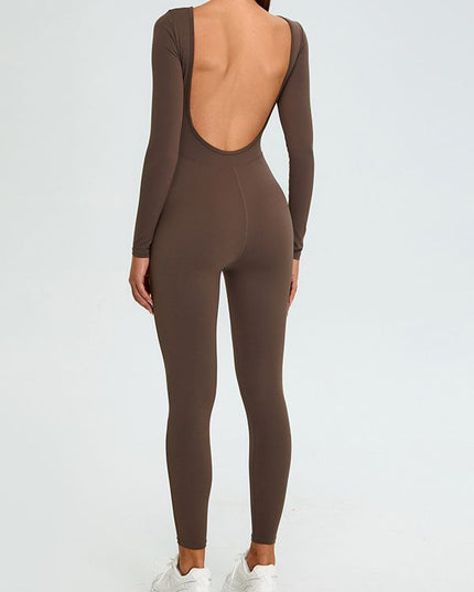 ZASUWA Female U collar Elastic Tight Seamless Quick-dry Jumpsuit