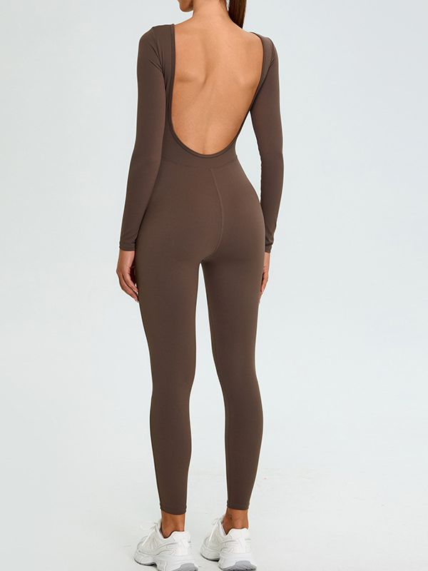 ZASUWA Female U collar Elastic Tight Seamless Quick-dry Jumpsuit