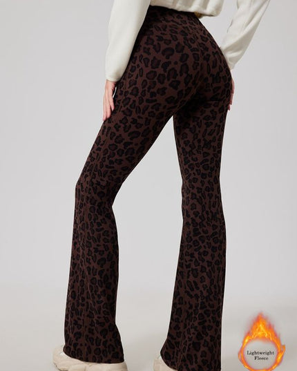 ZASUWA Female Fleece Leopard Print Flare Leggings