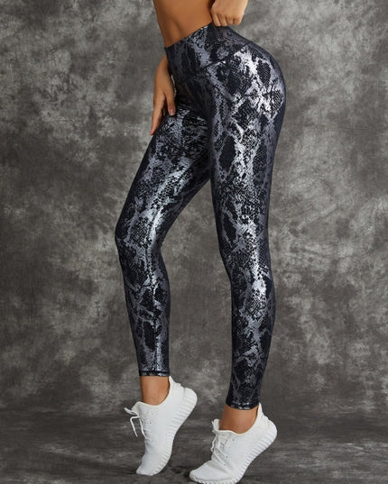 ZASUWA Female High Waist Bronzed Snakeskin Leggings
