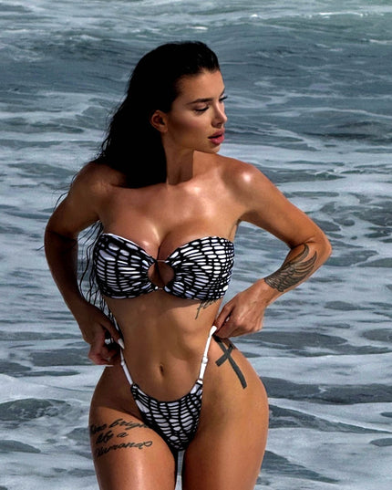 ZASUWA Female Sexy Fishnet Contrast Color Bikini Set