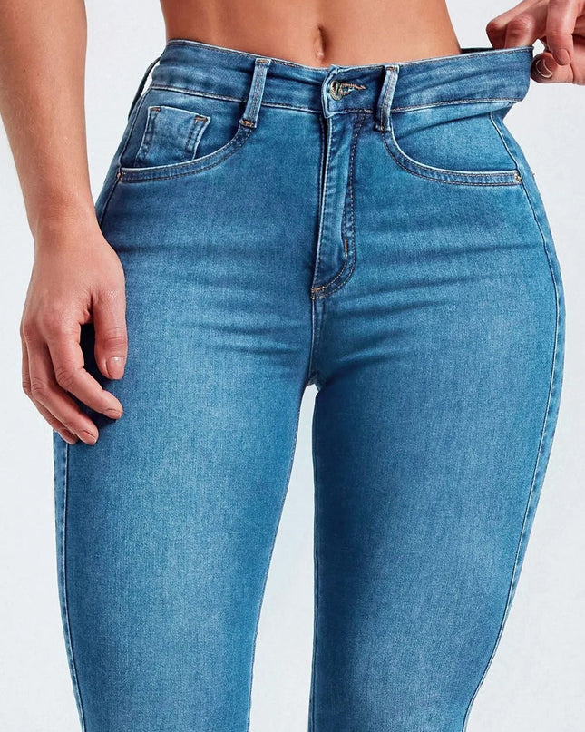 ZASUWA Female Sexy Denim Elastic Tight Pocket Cargo Leggings