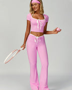 Hot Pink / S / Short Sleeves+Leggings