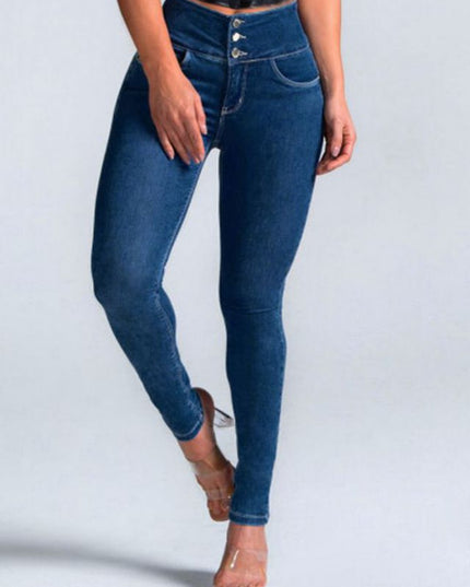 ZASUWA Female Denim Elastic Tight Pocket Cargo Leggings