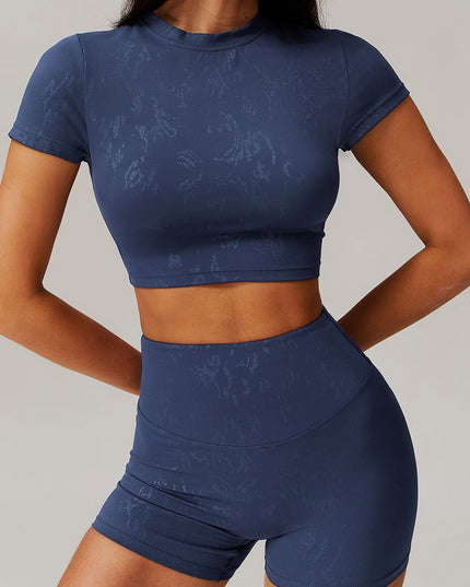 ZASUWA Female Hot Stamping Print Elastic Tight High-rise Quick Dry Short Tracksuit