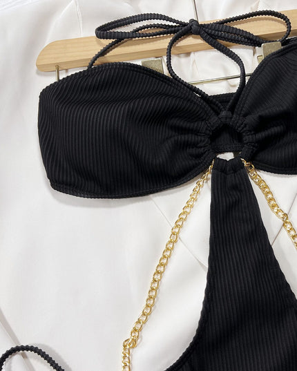 ZASUWA Female Sexy Halter Hollow Out Drawstring One Piece