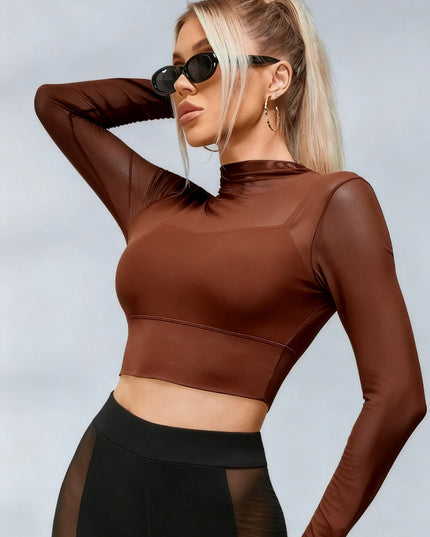 ZASUWA Female Sexy Sheer Mesh Long Sleeves