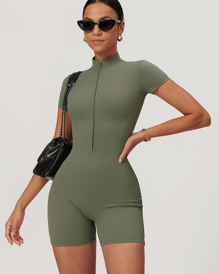 ZASUWA Female Stand Collor Zipper Hip-lift Romper