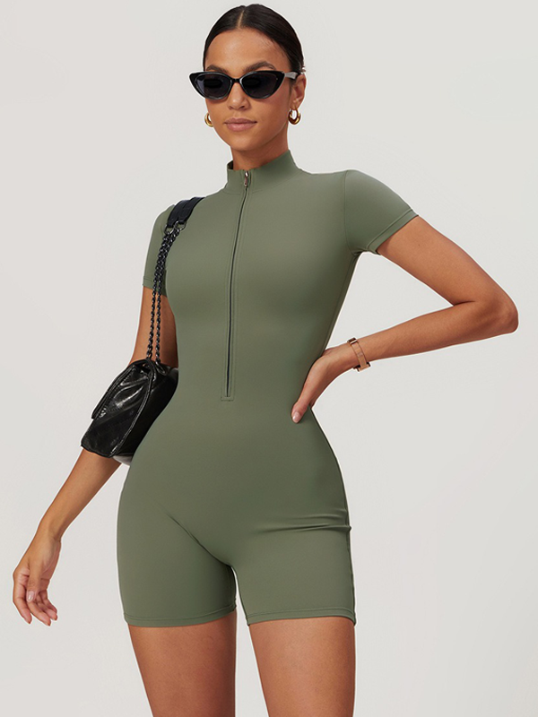 ZASUWA Female Stand Collor Zipper Hip-lift Romper