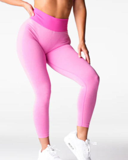 ZASUWA Female Corset Contrast Color Elastic Tight Quick Dry Hip-lift Leggings