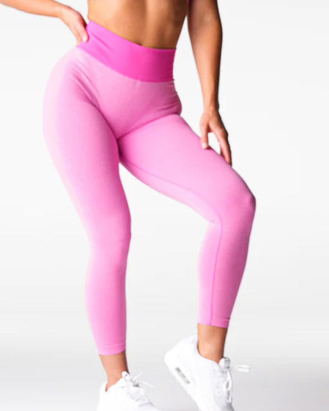 ZASUWA Female Corset Contrast Color Elastic Tight Quick Dry Hip-lift Leggings