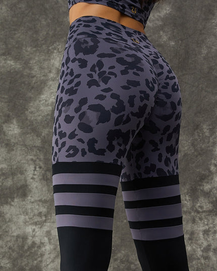 ZASUWA Female Leopard Print Hollow Out Halter Scrunch Bum Tracksuit