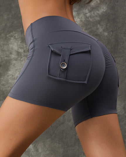 ZASUWA Female Scrunch Bum High Waist Pocket  Big Deep U Collar Short Tracksuit