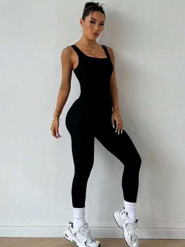 ZASUWA Female Hollow Out Backless Scrunch Bum Jumpsuit