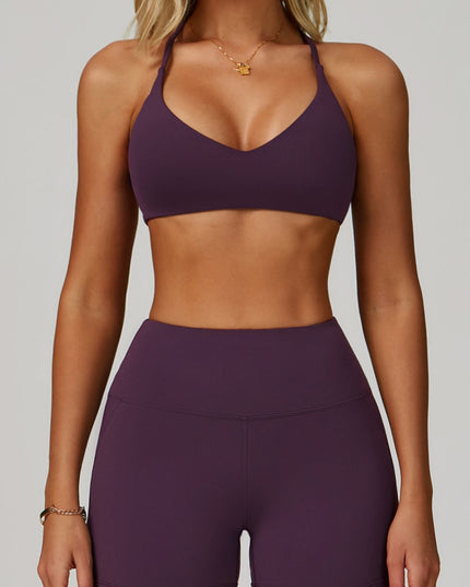 ZASUWA Female Cross Back V-neck with Chest Pads Quick Dry Push Up Design Short Tracksuit