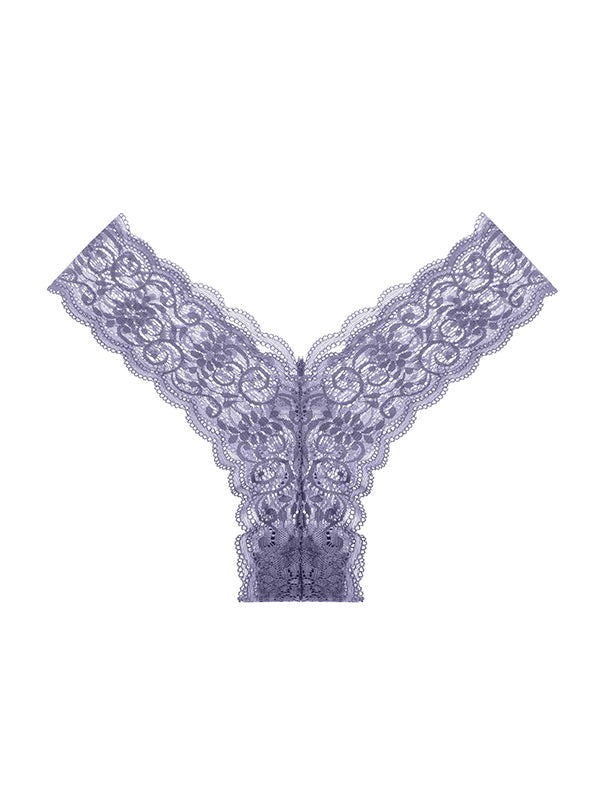 ZASUWA Female V-shape Wasited Flower Lace T-back Panties
