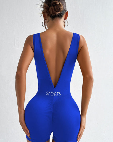ZASUWA Female Sexy Deep V-shaped Waist Backless Hip-lift Elastic Tight Scrunch Bum Romper
