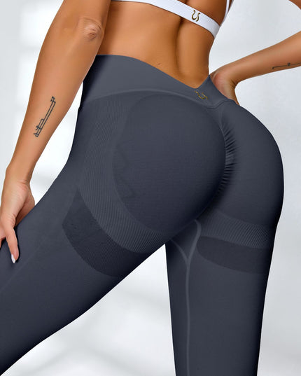 ZASUWA Female Sexy Deep V Back Scrunch Bum Leggings