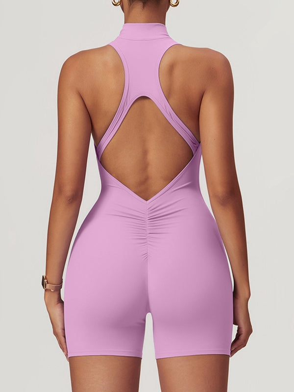 ZASUWA Female Zipper Backless Scrunch Bum Romper