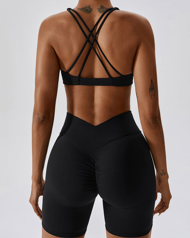 ZASUWA Female Twist Cross Back V-shape Waist Scrunch Bum Short Tracksuits