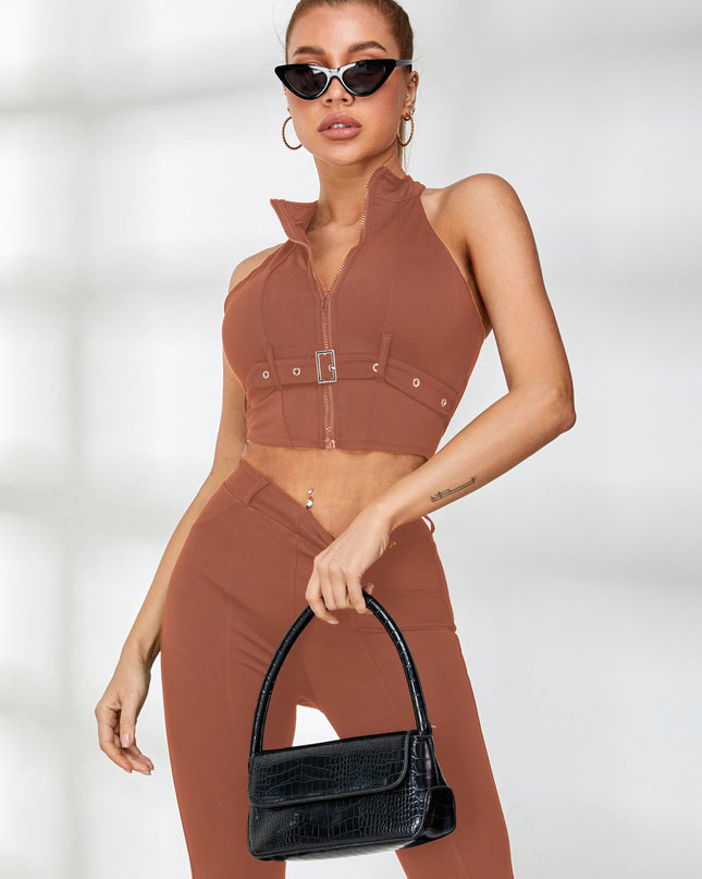 ZASUWA Female Zipper Button Fake Pocket Sassy Tracksuit