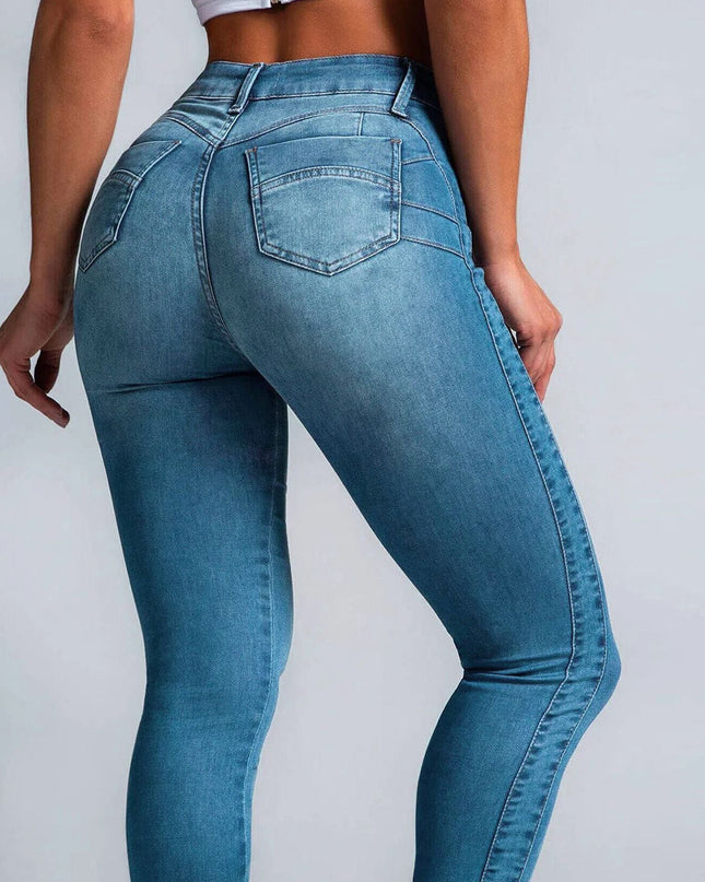 ZASUWA Female Sexy Denim Elastic Tight Pocket Cargo Leggings