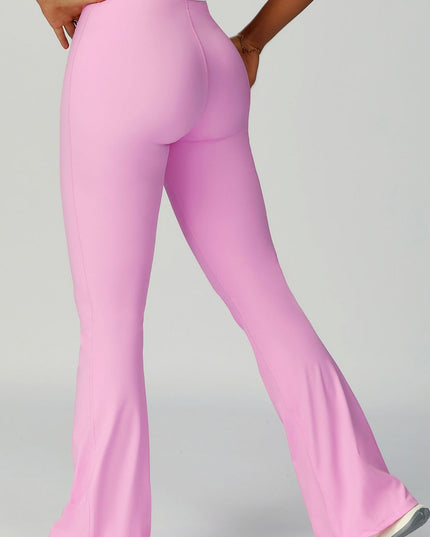 ZASUWA Female Contrast Color V-shaped Waist Folds Lace-up Flare Leggings