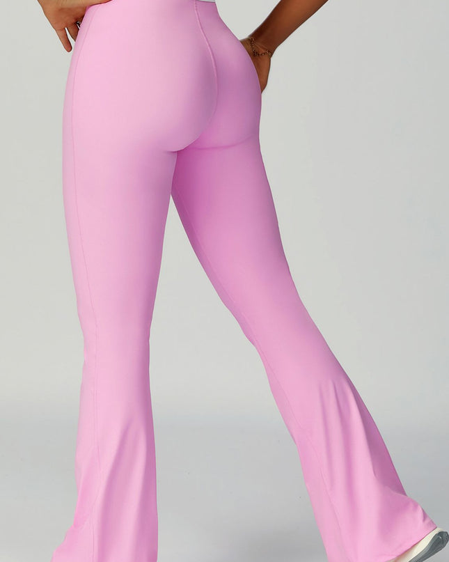 ZASUWA Female Contrast Color V-shaped Waist Folds Lace-up Flare Leggings