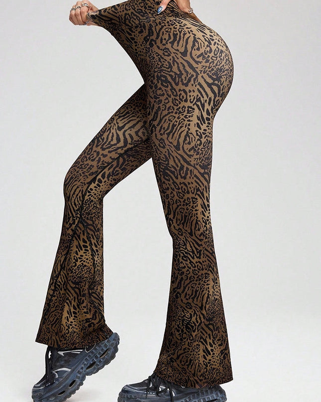 ZASUWA Female Sexy Leopard Print Flare Leggings