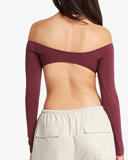 ZASUWA Female Sexy Solid Color Backless Elastic Tight Long Sleeves