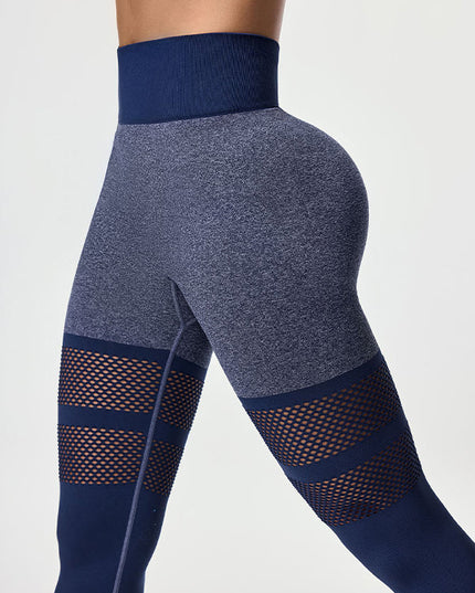 ZASUWA Female V-shaped Waist Fishnet Splicing Push Up Design Scrunch Bum Leggings