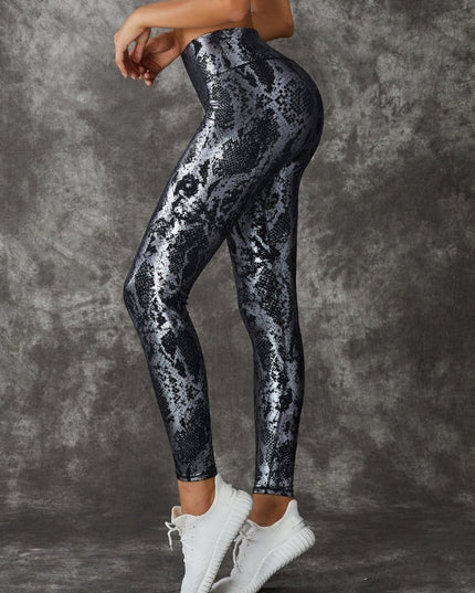 ZASUWA Female High Waist Bronzed Snakeskin Leggings