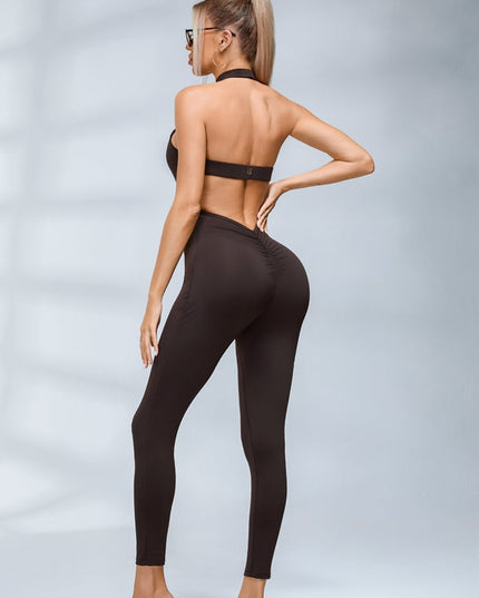 ZASUWA Female Backless Halter Deep V Back Jumpsuit