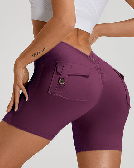 ZASUWA Female Deep V Back Pocket Scrunch Bum Booty Shorts