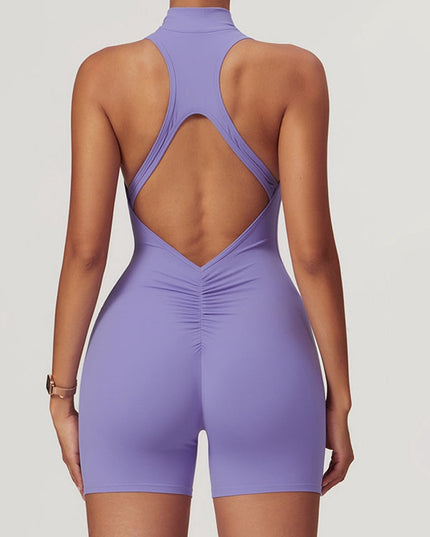 ZASUWA Female Zipper Backless Scrunch Bum Romper