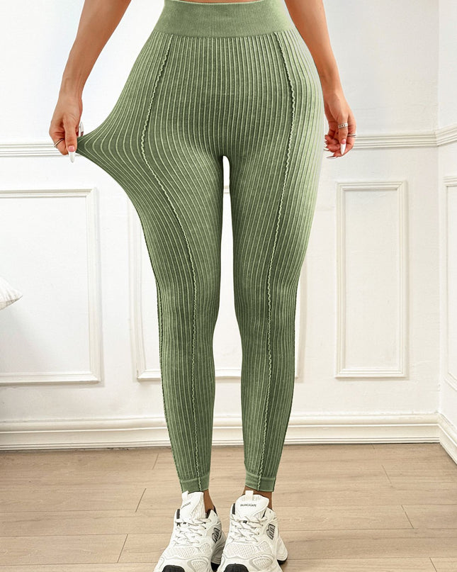ZASUWA Female V-shaped Waist Ribbed High-waisted Hip-lift Scrunch Bum Leggings