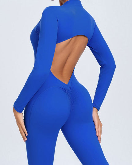ZASUWA Female Backless Zipper Hollow Out Scrunch Bum Jumpsuit