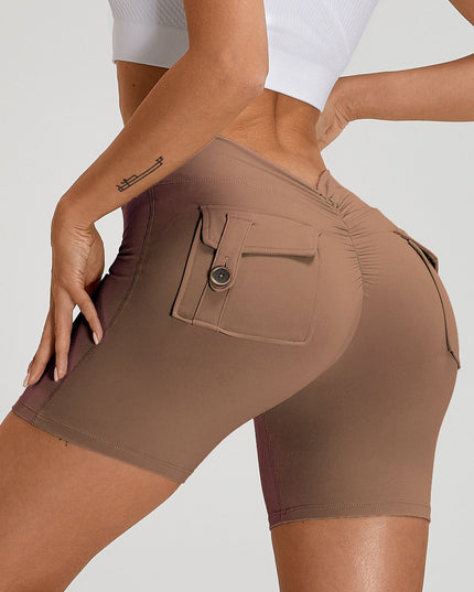 ZASUWA Female Deep V Back Pocket Scrunch Bum Booty Shorts