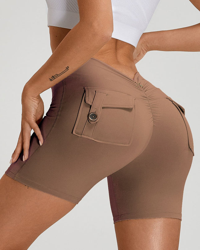 ZASUWA Female Deep V Back Pocket Scrunch Bum Booty Shorts