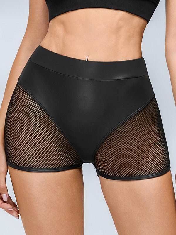 ❤ZASUWA Female Sexy Faux Leather Fishnet Micro Hot Short Traksuit