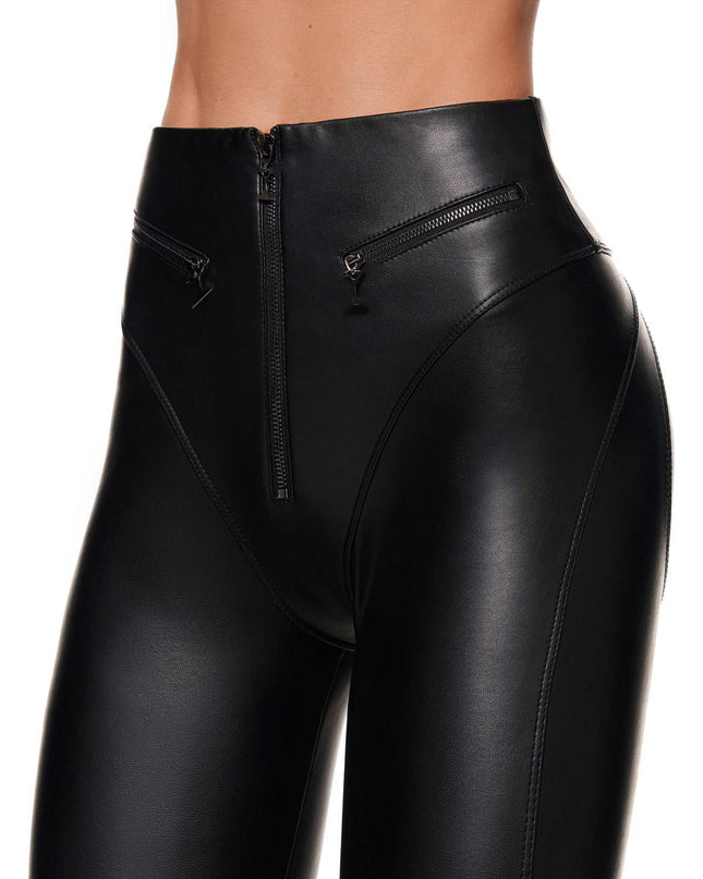 ❤ZASUWA Female PU Zipper Fly-eye Hip-lift Leggings