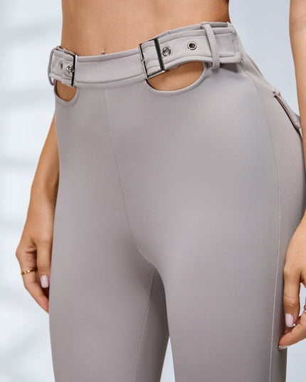 ZASUWA Female Button Cutout Cargo Style Flare Design Tracksuit